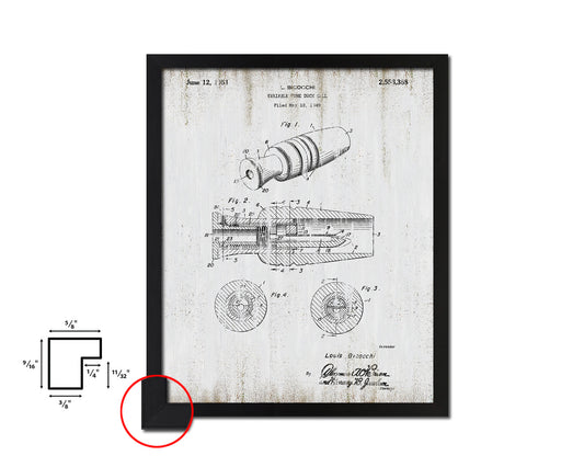 Hunting Variable Tone Duck Call Sports Vintage Patent Artwork Black Frame Print Gifts