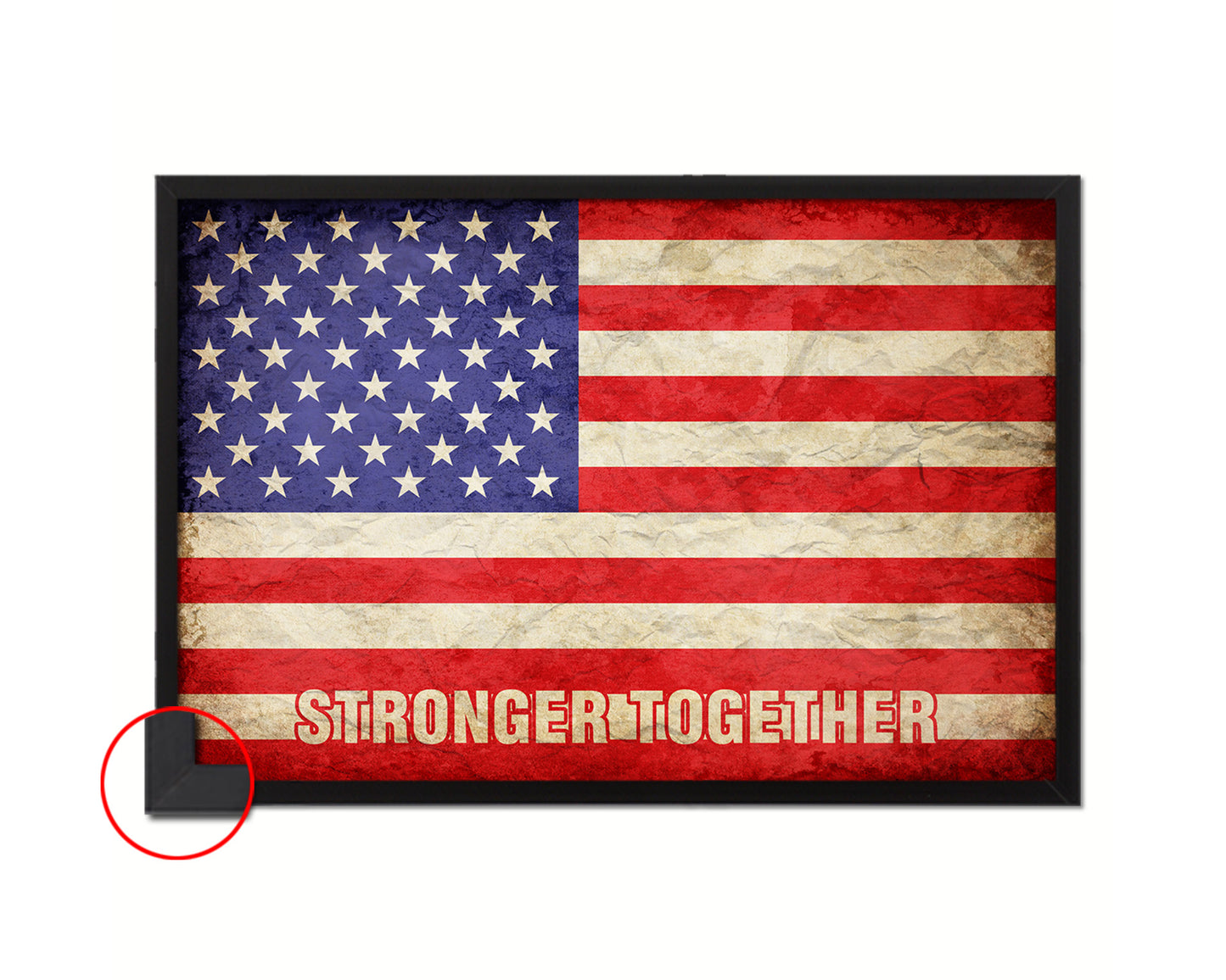 Stronger Together, Hillary Clinton Campaign Vintage Military Flag Framed Print Art