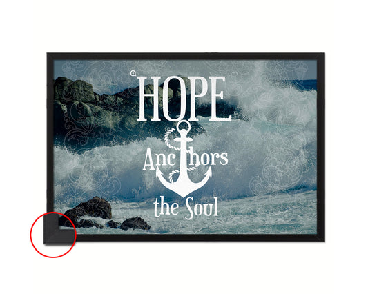 Hope anchors the soul, Hebrews 6:19 Bible Verse Scripture Framed Print Wall Decor Art Gifts