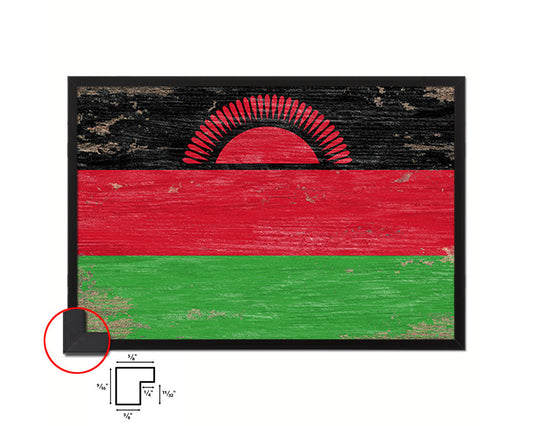 Malawi Shabby Chic Country Flag Wood Framed Print Wall Art Decor Gifts