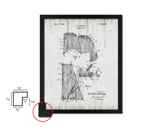 Hockey Goal Sports Vintage Patent Artwork Black Frame Print Gifts