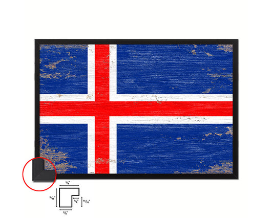 Iceland Shabby Chic Country Flag Wood Framed Print Wall Art Decor Gifts