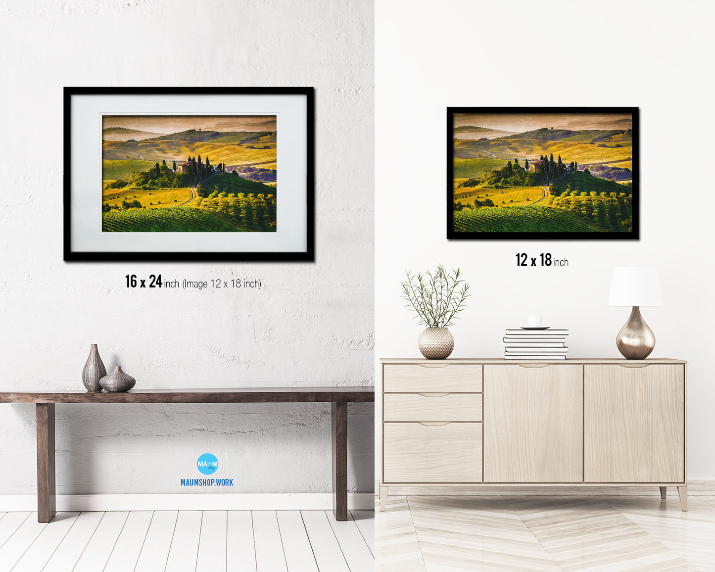 Tuscany, Italy Vineyards Artwork Painting Print Art Frame Home Wall Decor Gifts