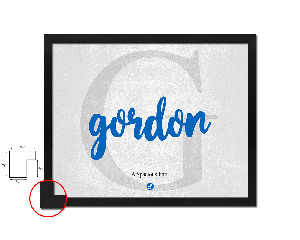 Gordon Personalized Biblical Name Plate Art Framed Print Kids Baby Room Wall Decor Gifts