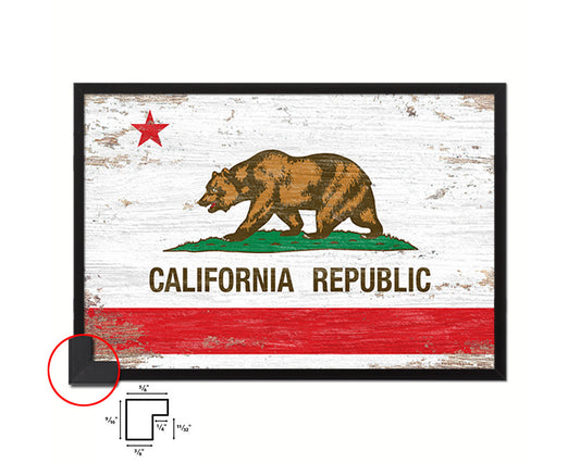 California State Shabby Chic Flag Wood Framed Paper Print  Wall Art Decor Gifts