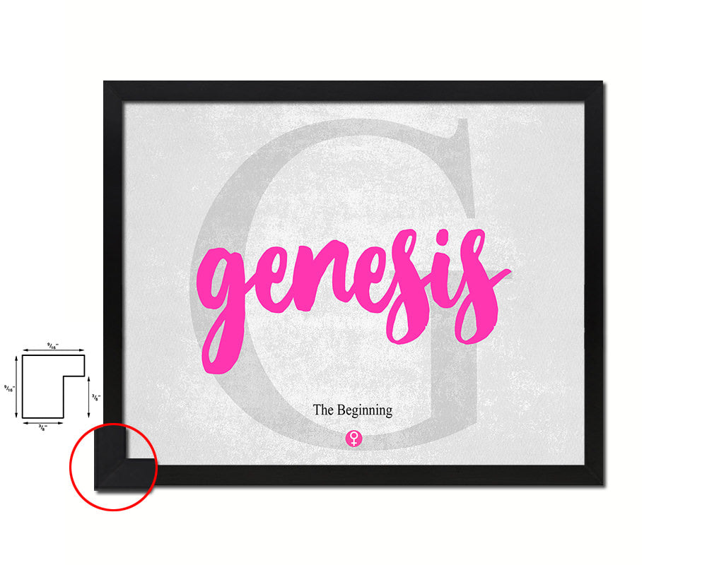 Genesis Personalized Biblical Name Plate Art Framed Print Kids Baby Room Wall Decor Gifts