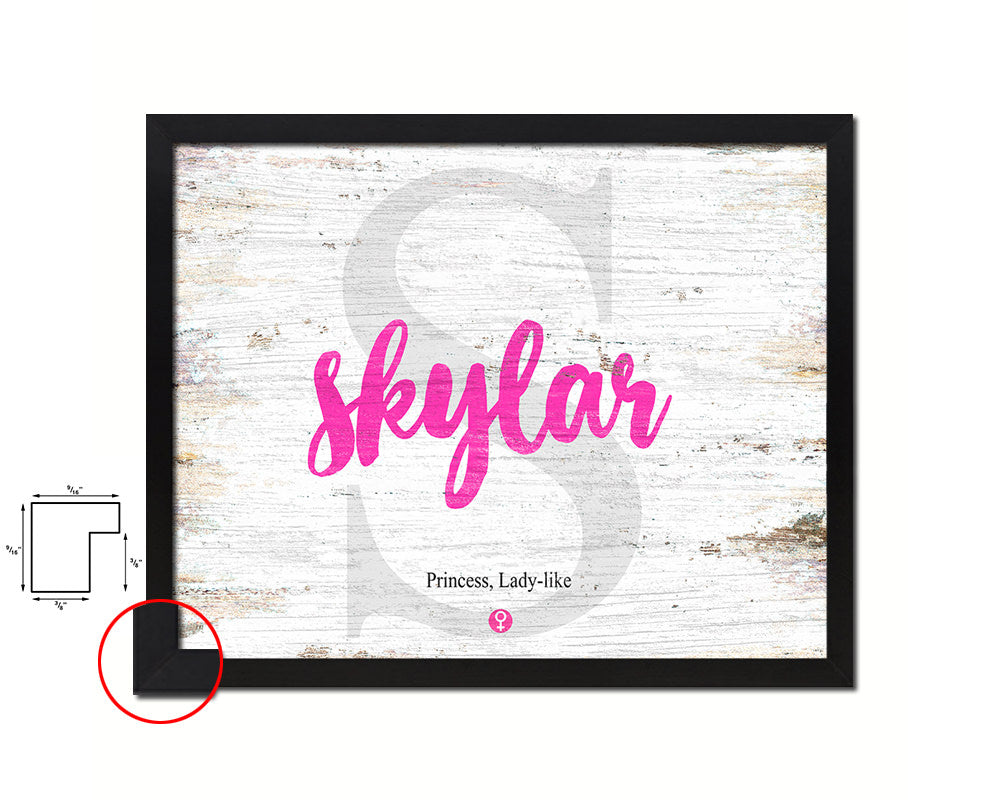 Skylar Personalized Biblical Name Plate Art Framed Print Kids Baby Room Wall Decor Gifts