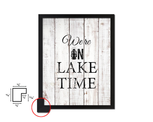 We're on island time White Wash Quote Framed Print Wall Decor Art