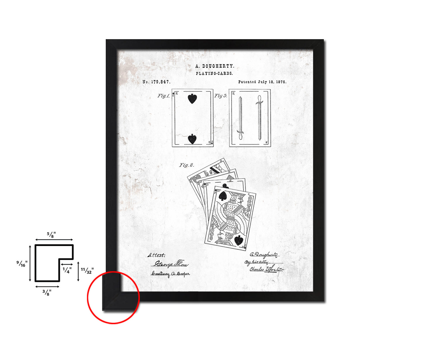 Face Poker Game Playing Card Vintage Patent Artwork Black Frame Print Gifts