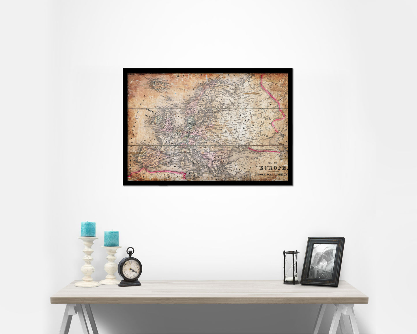 Europe 1870 Antique Map Framed Print Art Wall Decor Gifts