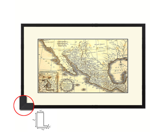 Mexico London 1821 Old Map Framed Print Art Wall Decor Gifts