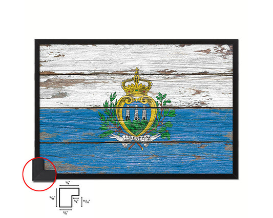 San Marino Country Wood Rustic National Flag Wood Framed Print Wall Art Decor Gifts