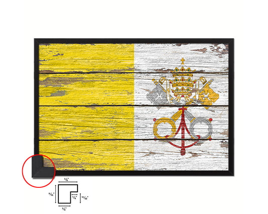 Vatican City Country Wood Rustic National Flag Wood Framed Print Wall Art Decor Gifts