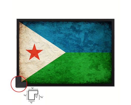 Djibouti Country Vintage Flag Wood Framed Print Wall Art Decor Gifts