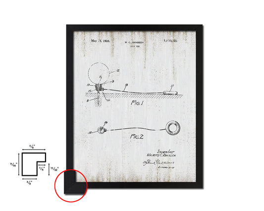 Golf Tee Sports Vintage Patent Artwork Black Frame Print Gifts