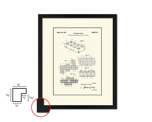 Legos Block Game Toy Vintage Patent Artwork Black Frame Print Gifts