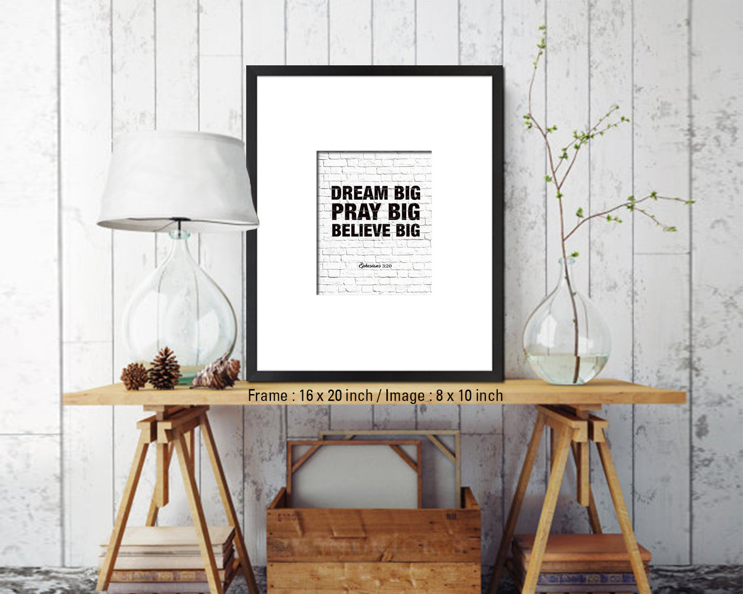 Dream Pray Bbelieve Big Quote Wood Framed Print Home Decor Wall Art Gifts