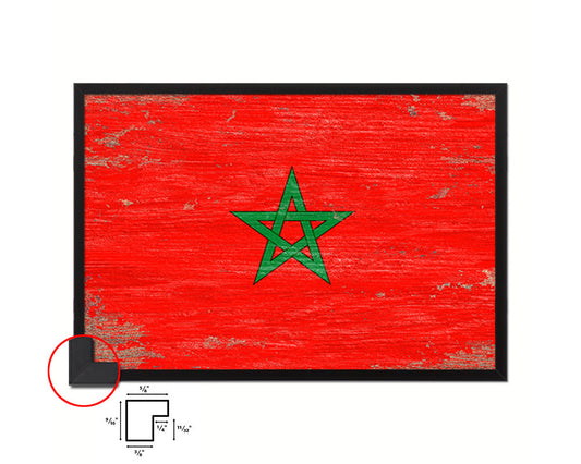 Morocco Shabby Chic Country Flag Wood Framed Print Wall Art Decor Gifts