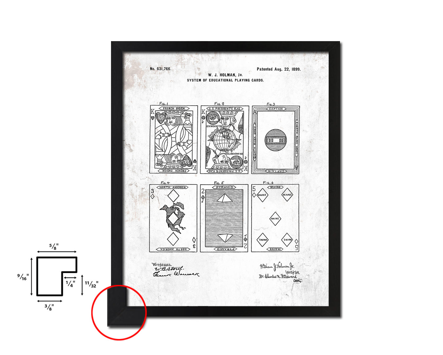 System of Education Playing Card Vintage Patent Artwork Black Frame Print Gifts