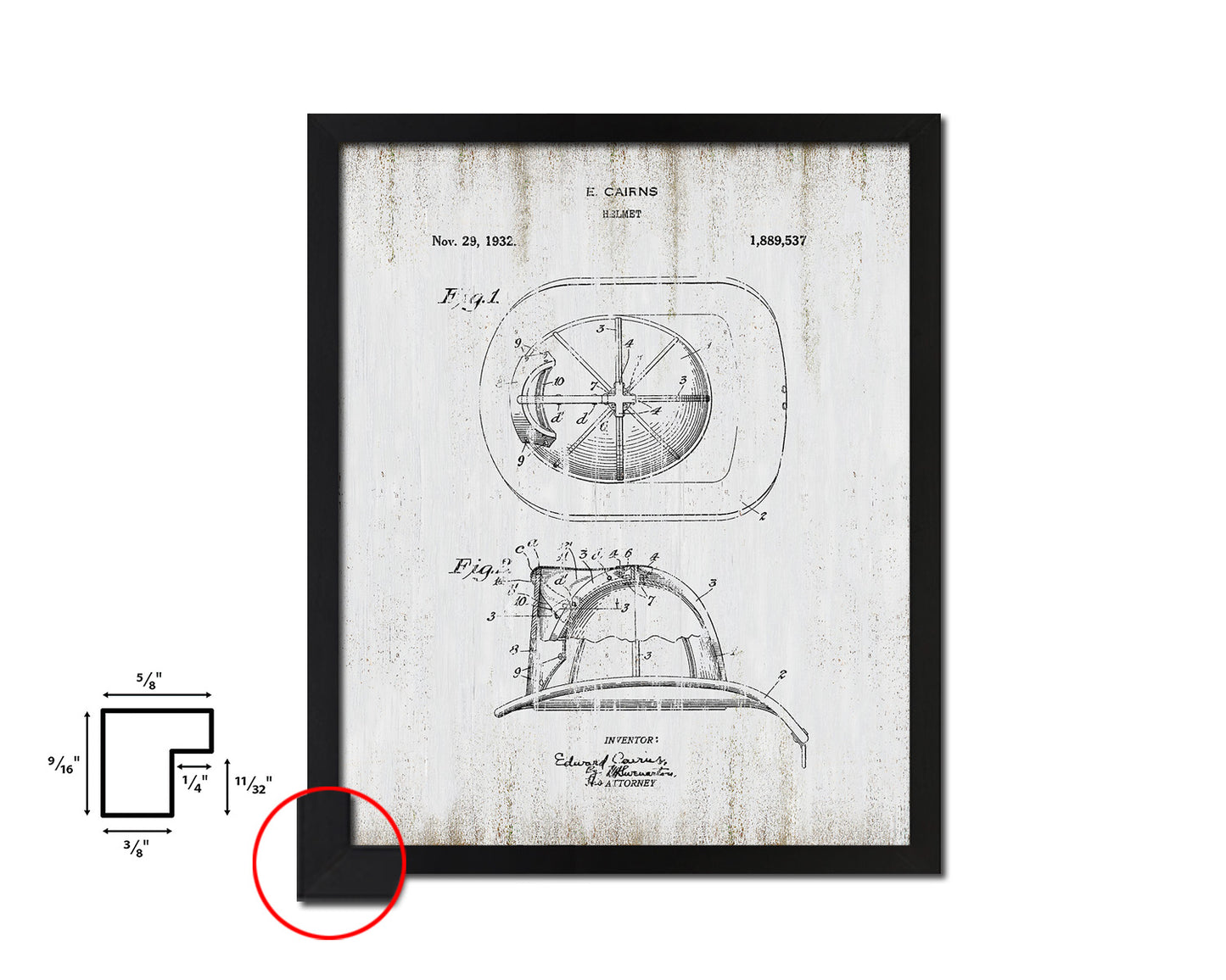 Firefighter Helmet Firefighter Vintage Patent Artwork Black Frame Print Gifts