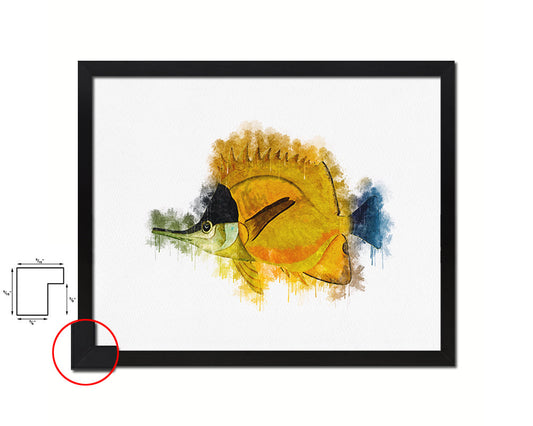 Gold & Black Tropical Fish Framed Print Modern Restaurant Sushi Bar Modern Watercolor Wall Art Decor