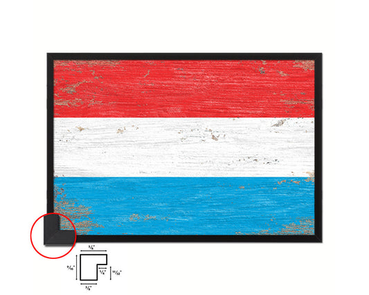 Luxembourg Shabby Chic Country Flag Wood Framed Print Wall Art Decor Gifts