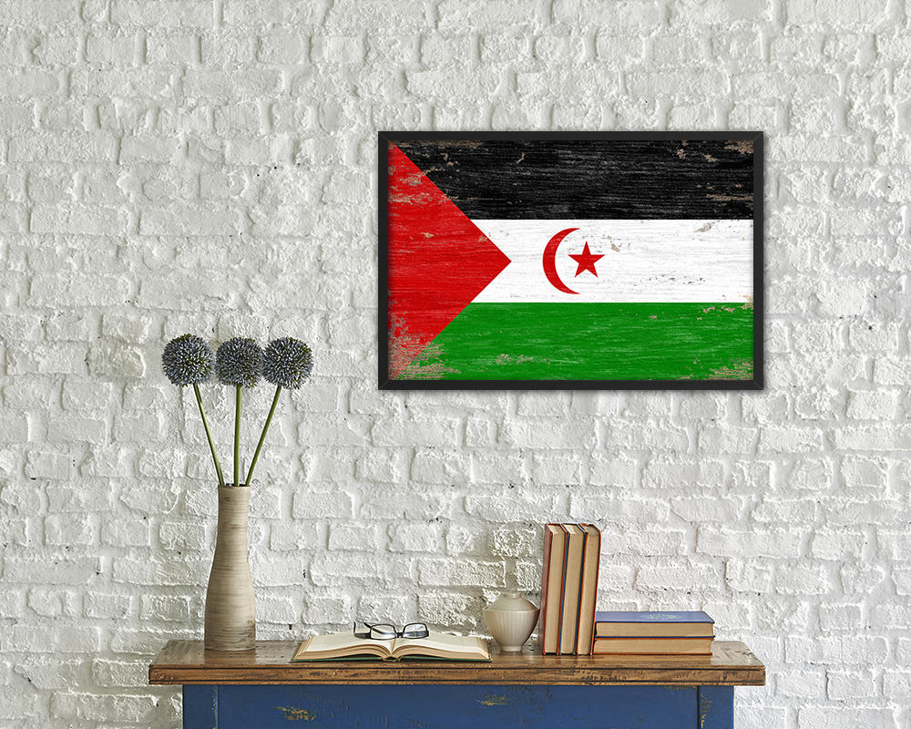 Sahrawi Arab Democratic Republic Shabby Chic Country Flag Wood Framed Print Wall Art Decor Gifts