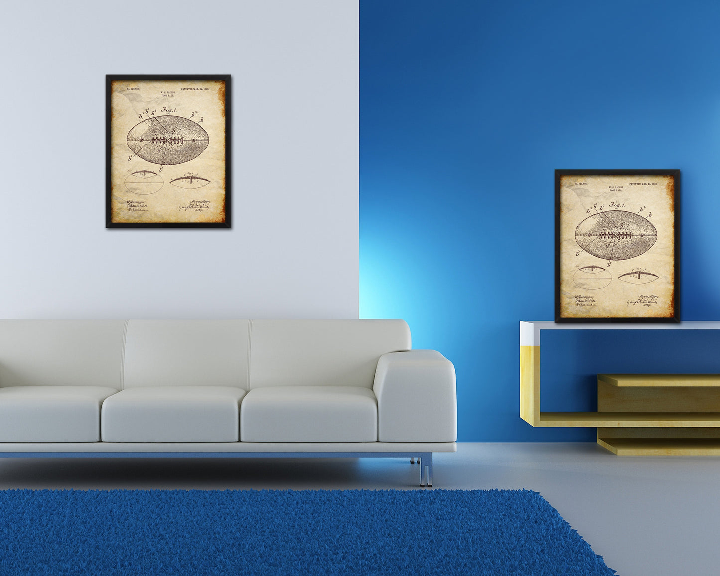 Football Sports Vintage Patent Artwork Walnut Frame Gifts