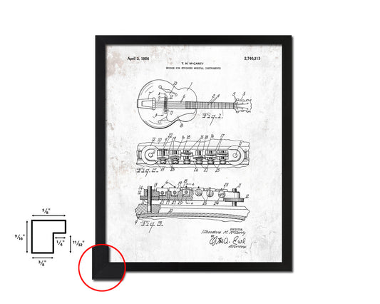 Guitar Stringed Musical Instruments Music Vintage Patent Artwork Black Frame Gifts