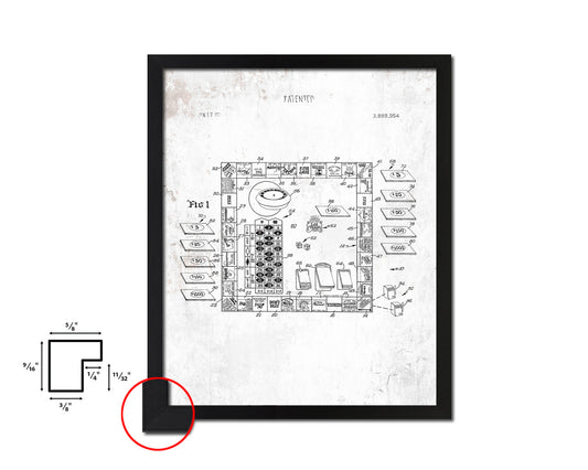 Craps Board Game Playing Card Vintage Patent Artwork Black Frame Print Gifts