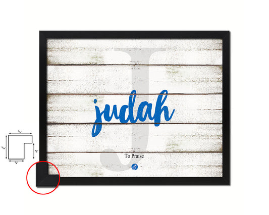 Judah Personalized Biblical Name Plate Art Framed Print Kids Baby Room Wall Decor Gifts