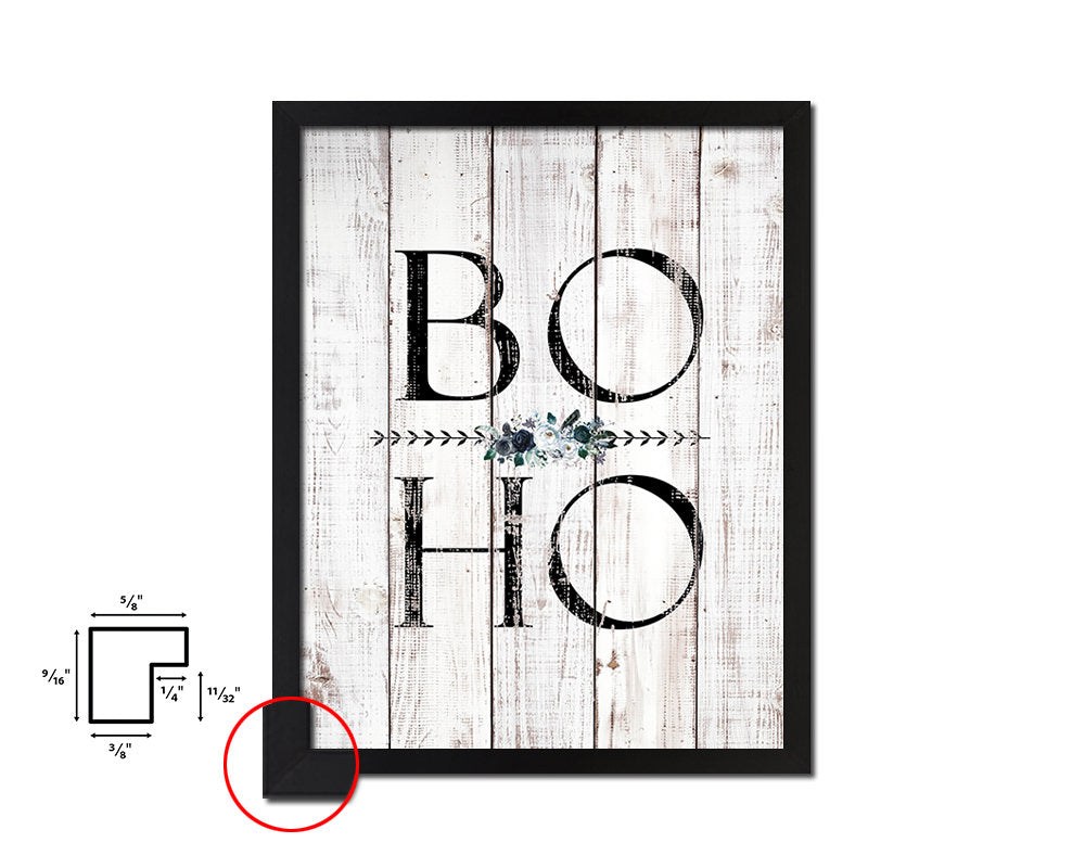 BOHO White Wash Quote Framed Print Wall Decor Art