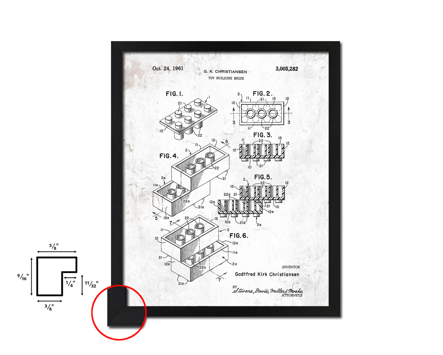 Legos Building Block Toy Vintage Patent Artwork Black Frame Print Gifts