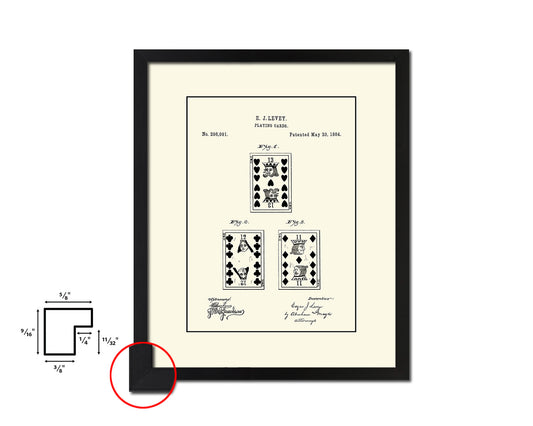 Face Poker Game Playing Card Vintage Patent Artwork Black Frame Print Gifts