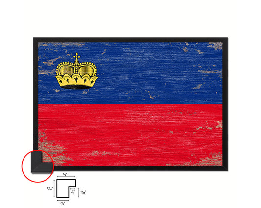 Liechtenstein Shabby Chic Country Flag Wood Framed Print Wall Art Decor Gifts