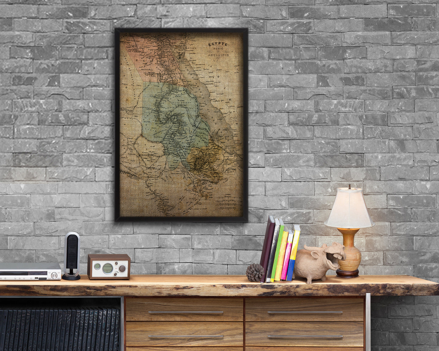 Egypt Nubia Abyssinia Africa Vintage Map Wood Framed Print Art Wall Decor Gifts