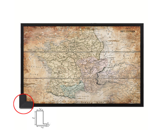 France Antique Map Framed Print Art Wall Decor Gifts