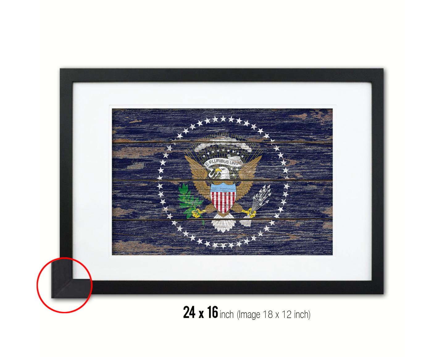 President of the United States American Wood Rustic Flag Wood Framed Print Wall Art Decor Gifts