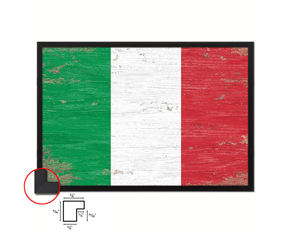 Italy Shabby Chic Country Flag Wood Framed Print Wall Art Decor Gifts