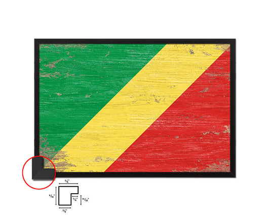 Congo Republic Shabby Chic Country Flag Wood Framed Print Wall Art Decor Gifts