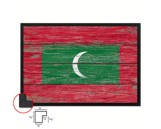 Maldives Country Wood Rustic National Flag Wood Framed Print Wall Art Decor Gifts