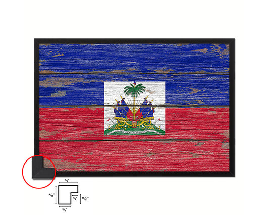 Haiti Country Wood Rustic National Flag Wood Framed Print Wall Art Decor Gifts