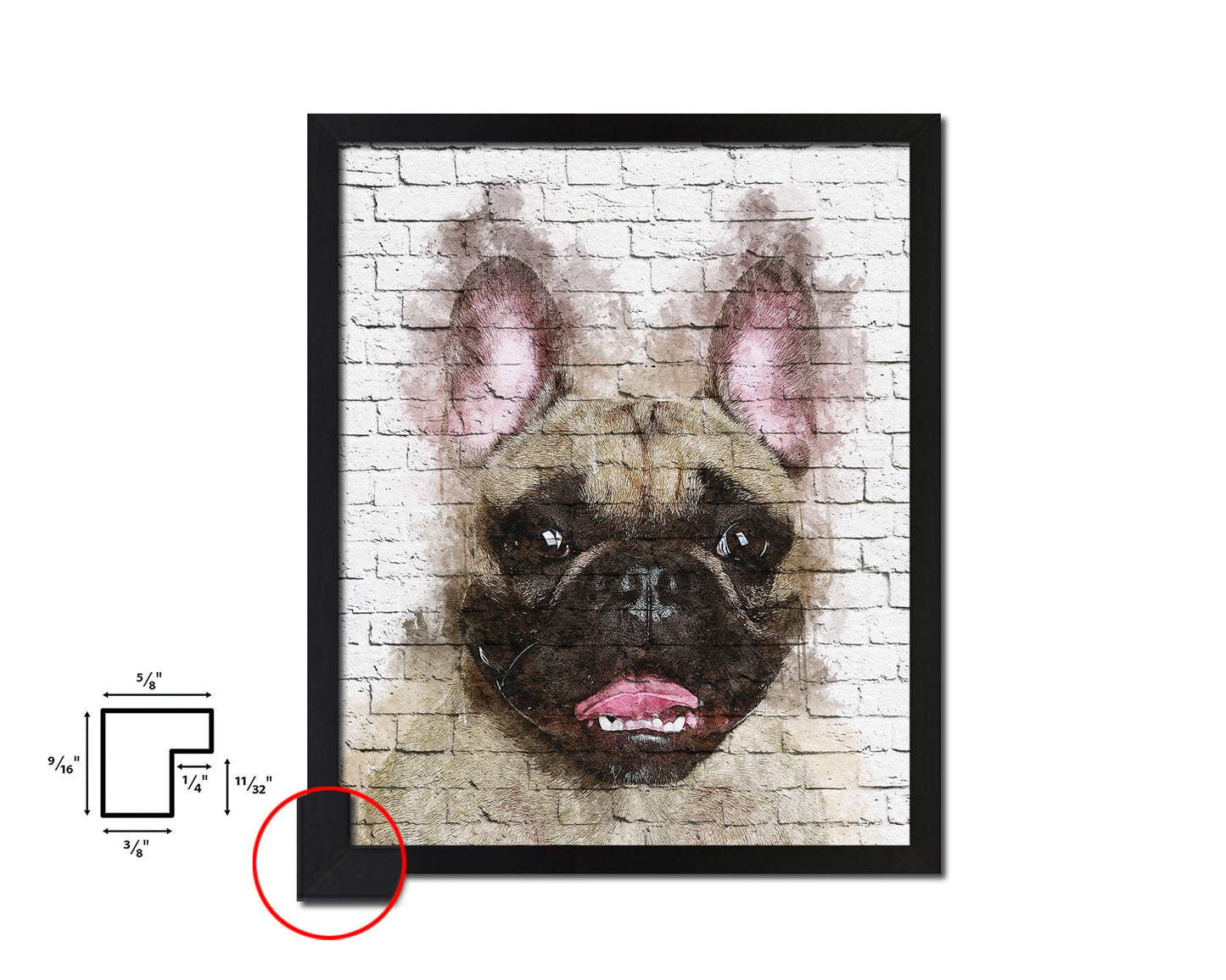 French Bulldog Dog Puppy Portrait Framed Print Pet Watercolor Wall Decor Art Gifts