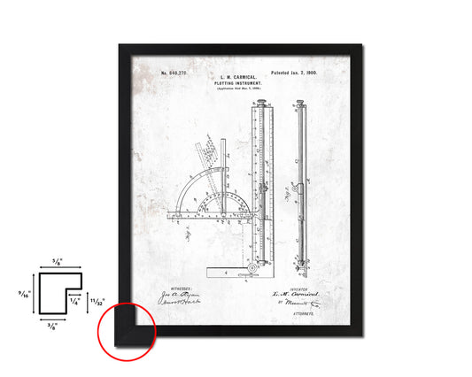 Plotting Instrument Office Vintage Patent Artwork Black Frame Print Gifts