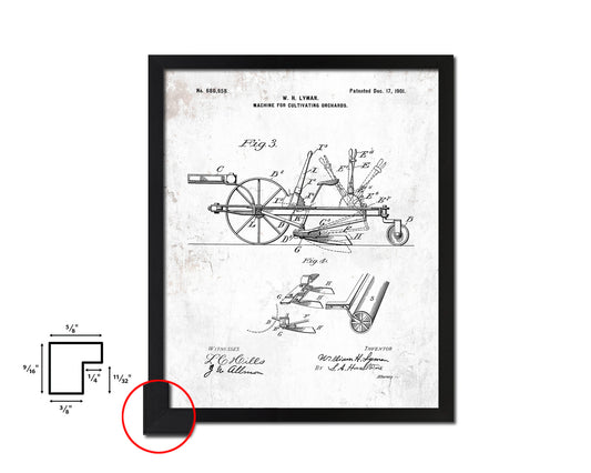 Cultivating Orchards Machine Vintage Patent Artwork Black Frame Print Gifts