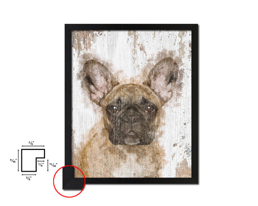 French Bulldog Dog Puppy Portrait Framed Print Pet Watercolor Wall Decor Art Gifts