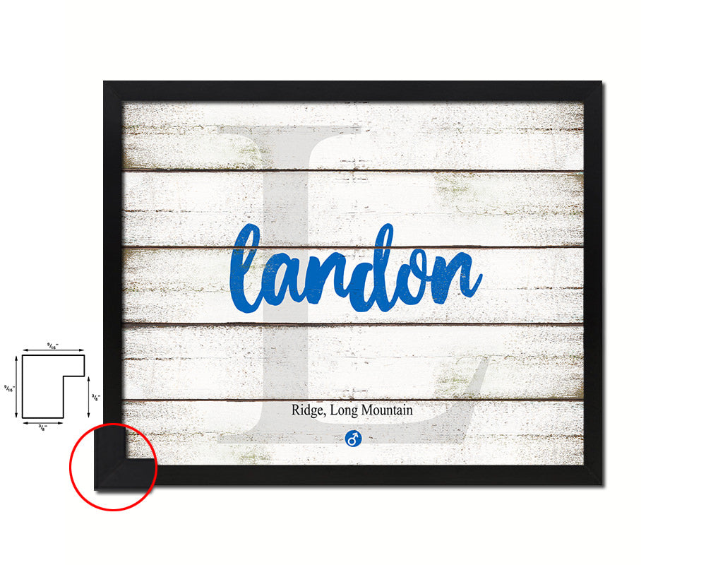 Landon Personalized Biblical Name Plate Art Framed Print Kids Baby Room Wall Decor Gifts