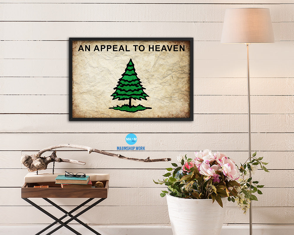 Christian Liberty Tree An Appeal To Heaven Vintage Military Flag Framed Print Art