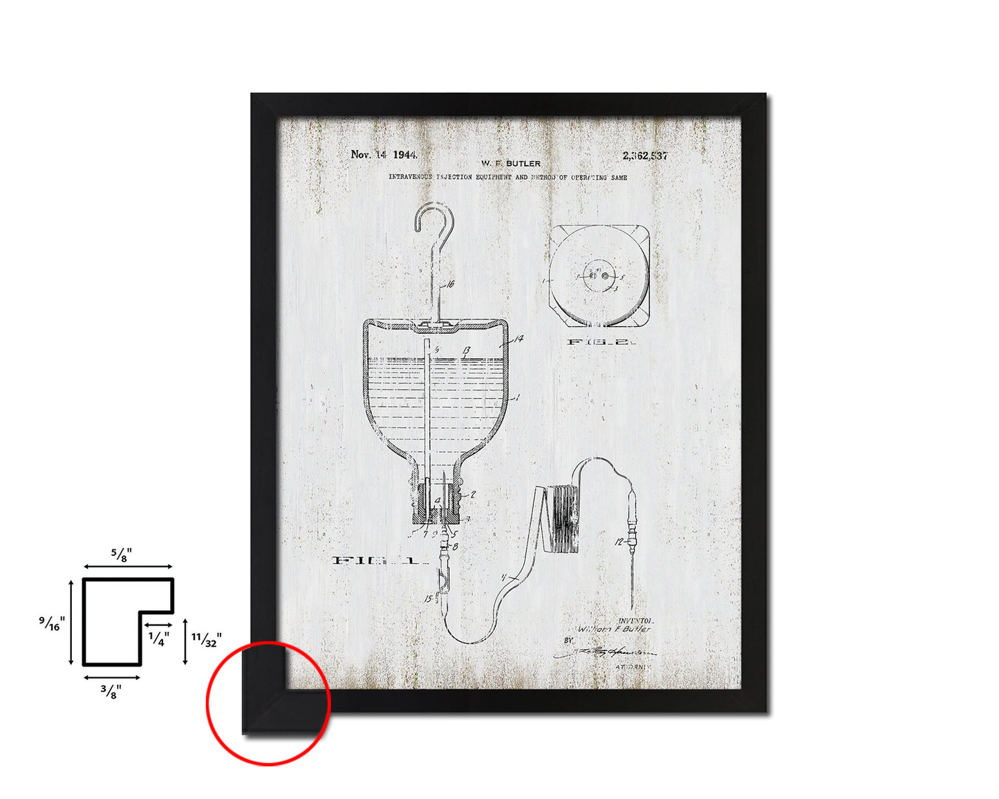 Tools Intravenous Injection Doctor Vintage Patent Artwork Black Frame Print Gifts