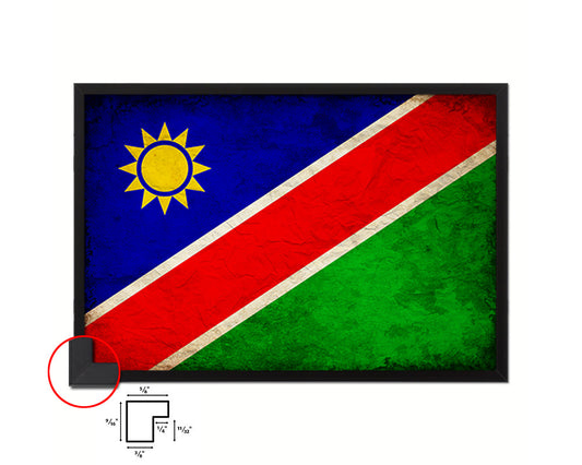 Namibia Country Vintage Flag Wood Framed Print Wall Art Decor Gifts